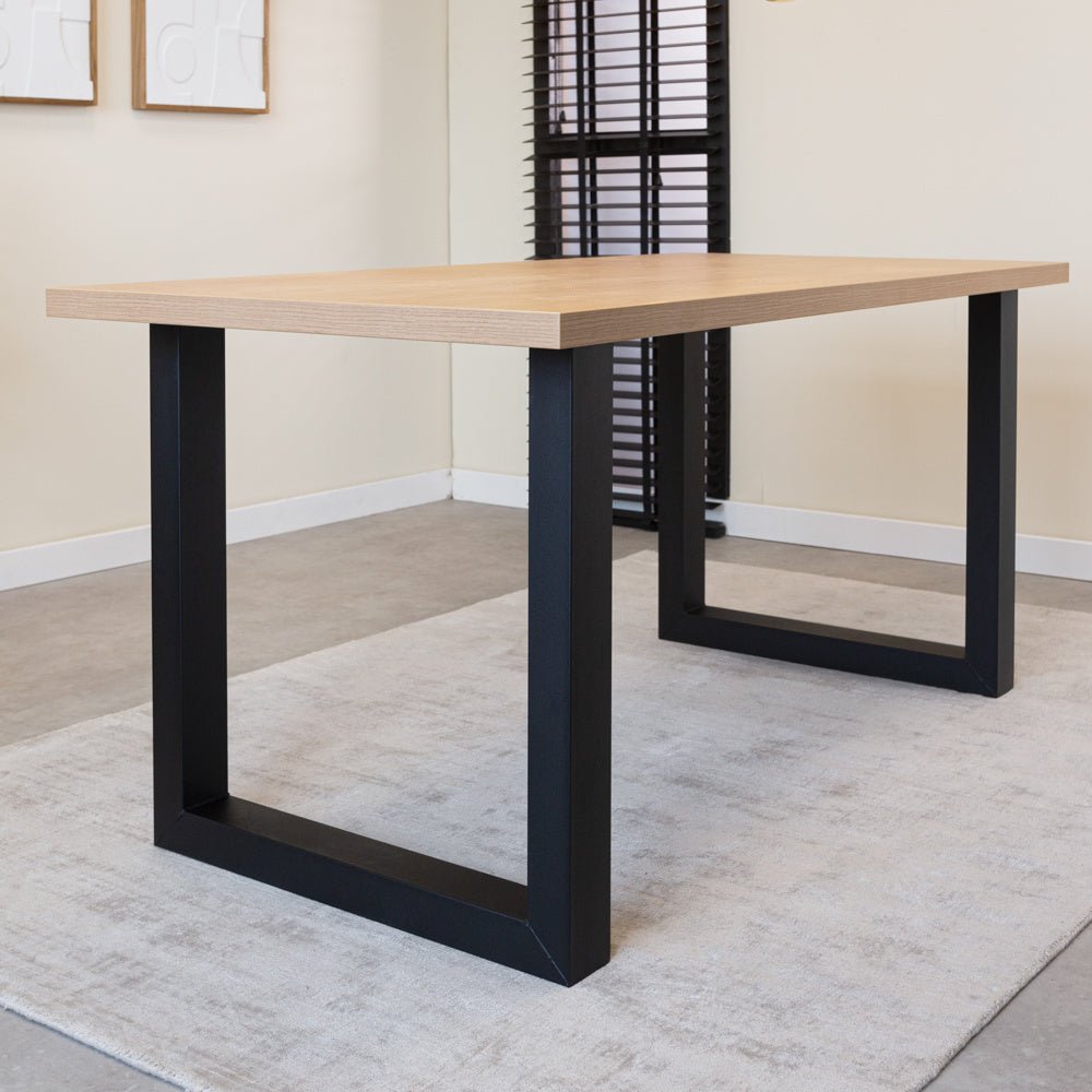 Lenzo Rustique Oak table top Dimehouse Brown LxWxH 172x83x7 Melamine Atmospheric photo diagonal front view