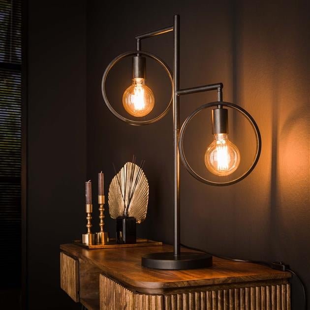 Table lamp Hennes DH Interior Charcoal LxWxH 61x40x12 Metal Atmospheric photo in situation