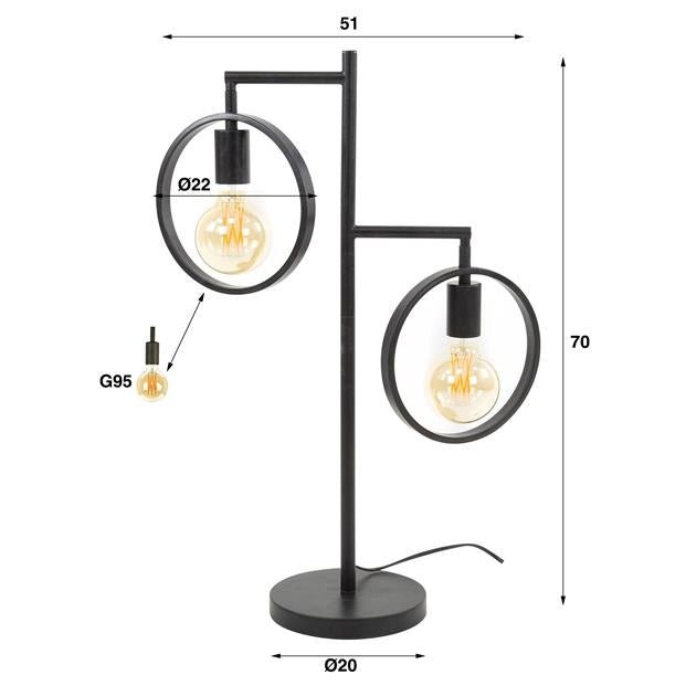 Table lamp Hennes DH Interior Charcoal LxWxH 61x40x12 Metal White photo size indication