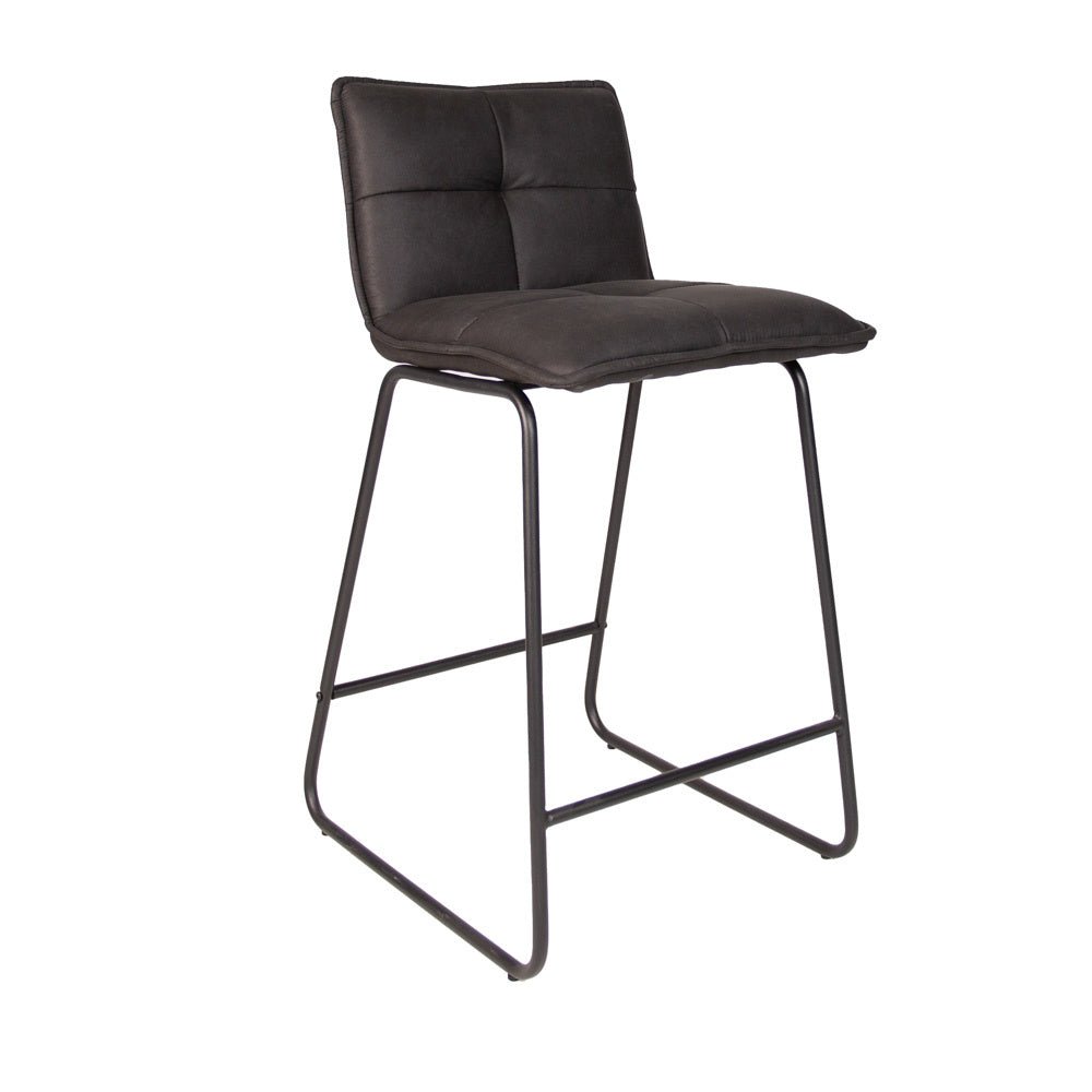 Bar stool Jelle Dimehouse Anthracite LxWxH 63x56x49 Microfiber White photo diagonal front view