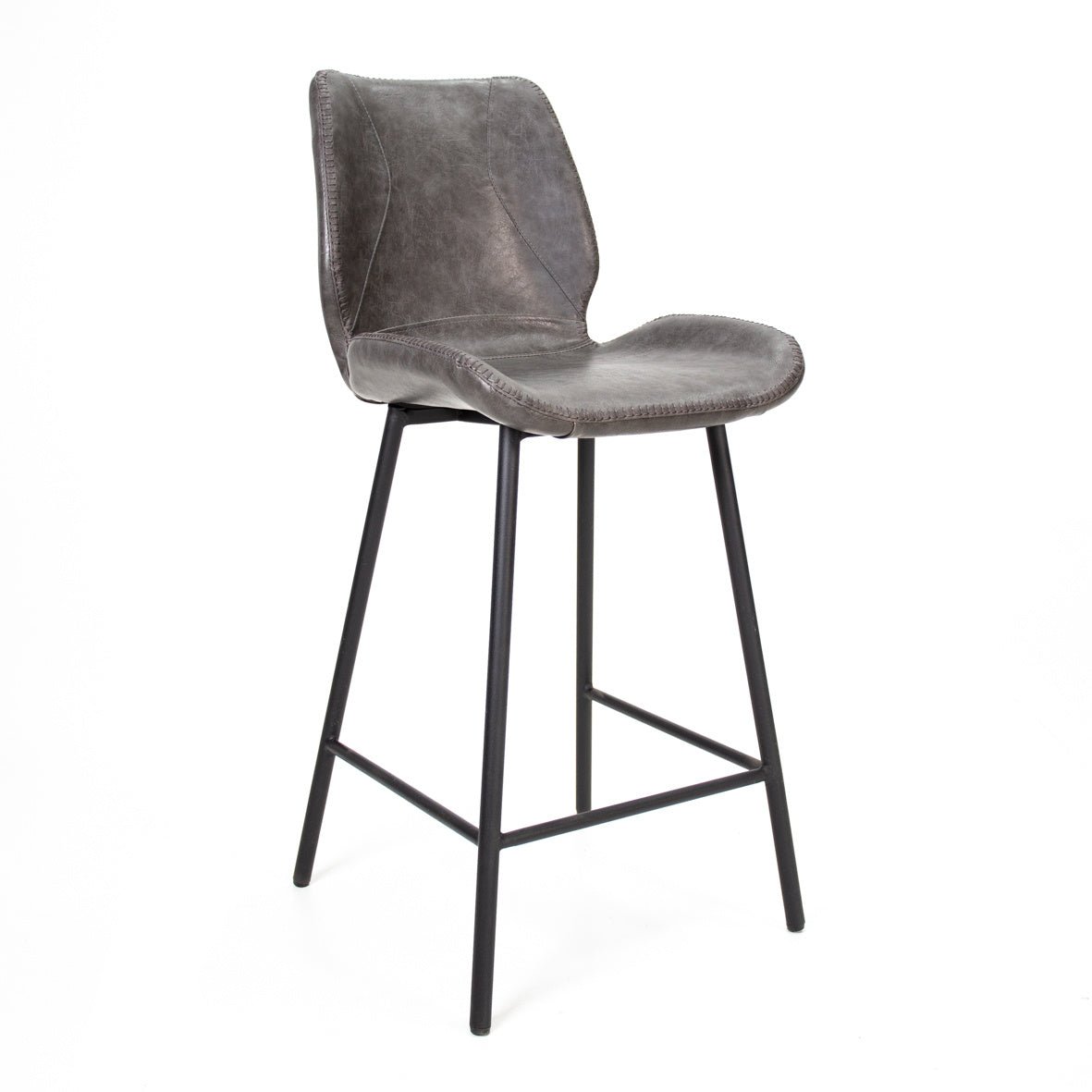 Bar stool Beau artificial leather Dimehouse Anthracite LxWxH 82x54x52 Faux leather White photo diagonal front view