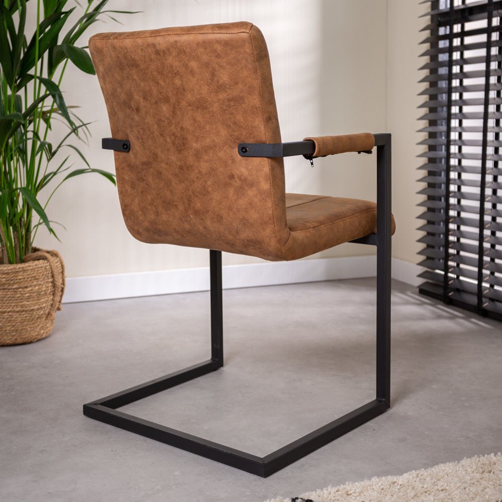 Dining room chair Jackson Dimehouse Cognac LxWxH 71x58x54 Fabric Atmospheric photo diagonal rear view