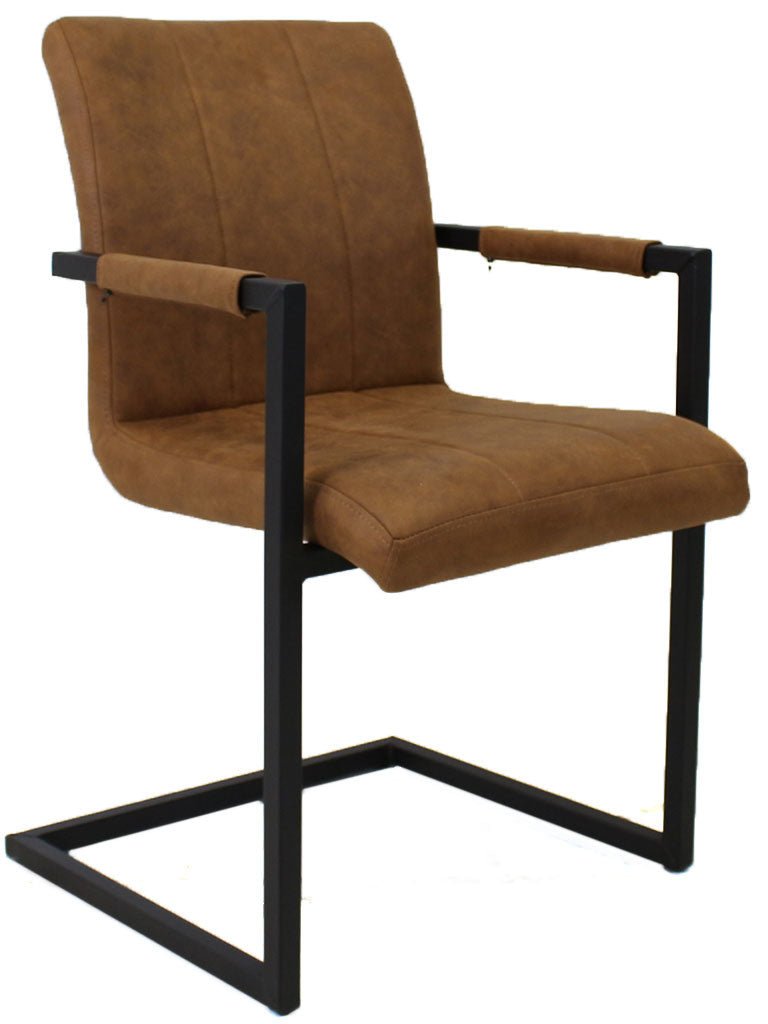 Dining room chair Jackson Dimehouse Cognac LxWxH 71x58x54 Fabric White photo diagonal front view