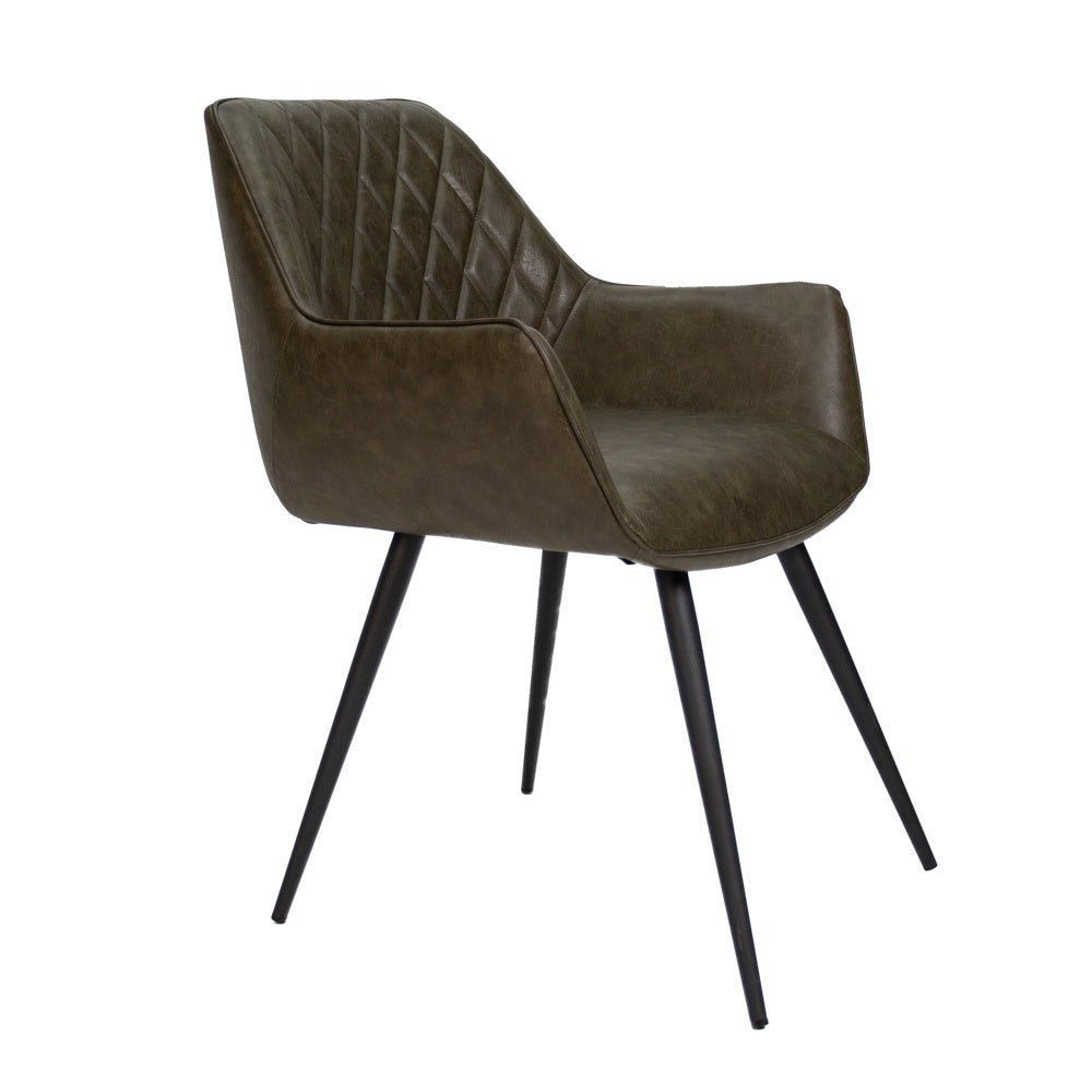 Dining room chair Cara Dimehouse Green LxWxH 78x65x57 Faux leather White photo diagonal front view