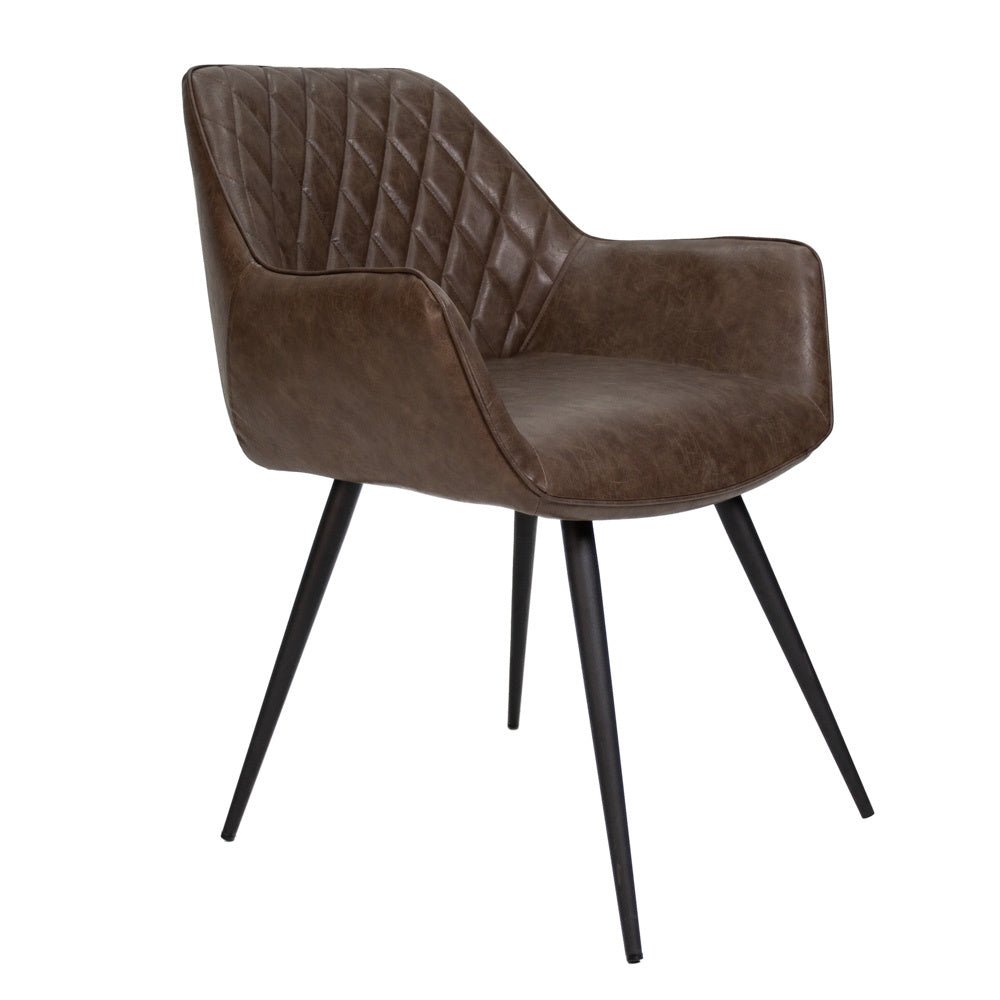 Dining room chair Cara Dimehouse Taupe LxWxH 78x65x57 Faux leather White photo diagonal front view