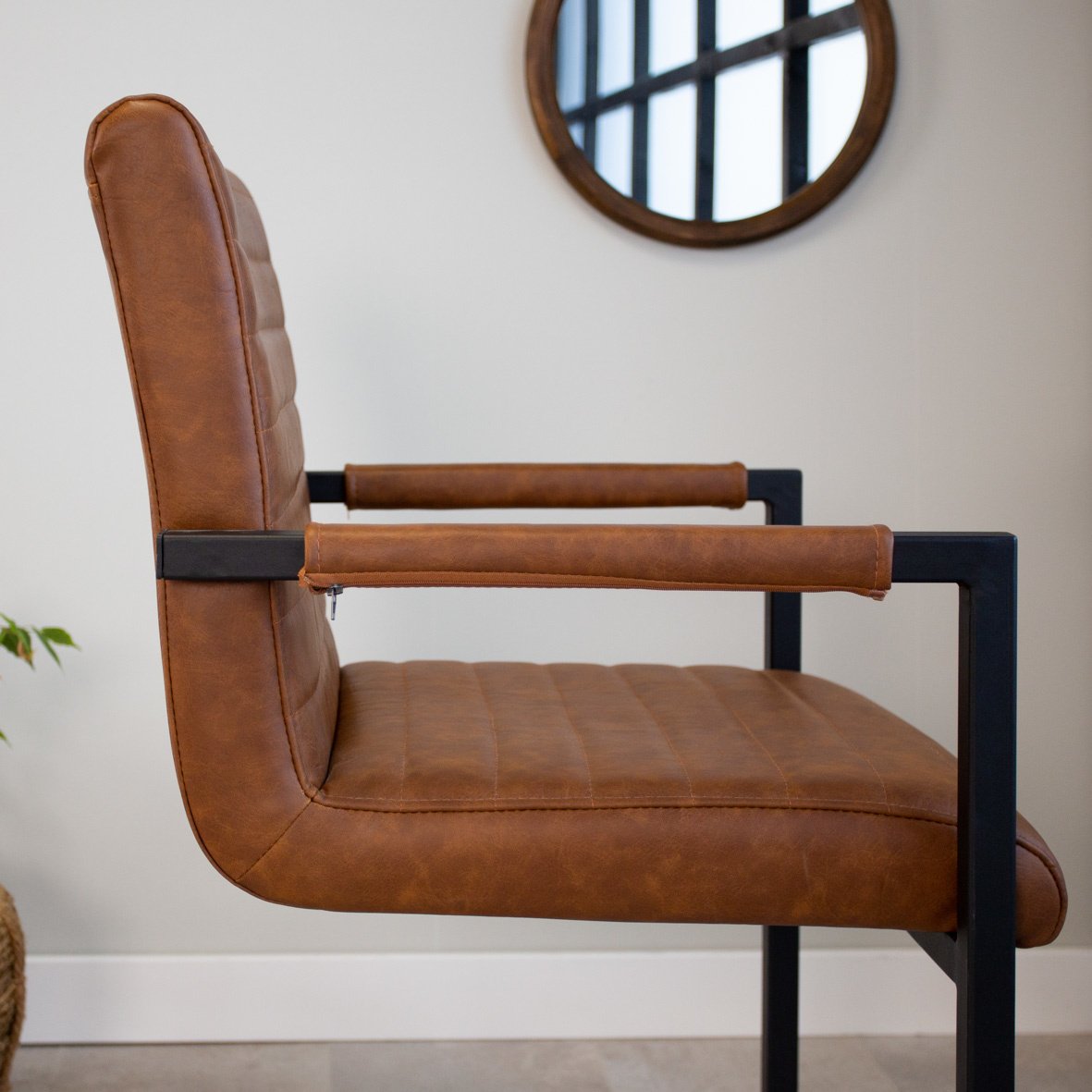 Dining room chair Kuba Dimehouse Cognac LxWxH 71x59x58 Faux leather Atmospheric photo side view