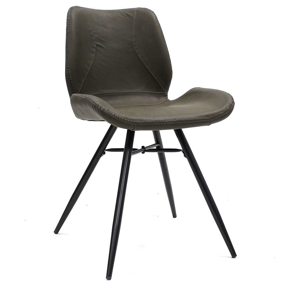 Dining room chair Beau artificial leather Dimehouse Green LxWxH 72x68x50 Faux leather White photo diagonal front view