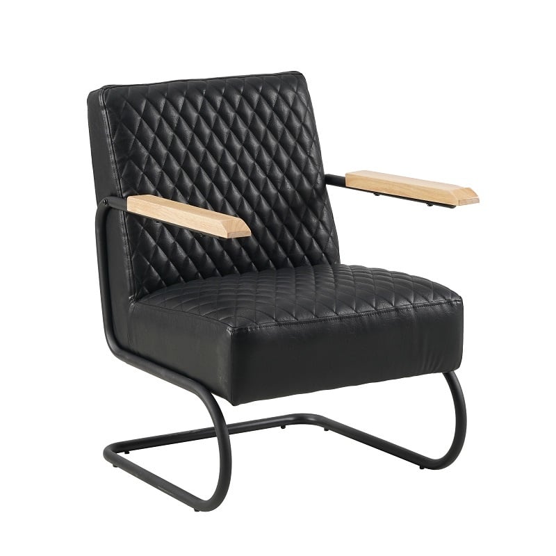 Armchair Lars Dimehouse Black LxWxH 68x64x39 Faux leather White photo diagonal front view