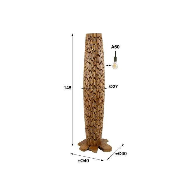Floor lamp Elia DH Interior Teak Wood Teak White photo size indication