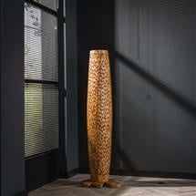 Floor lamp Elia DH Interior Teak wood Teak Atmospheric photo diagonal front view
