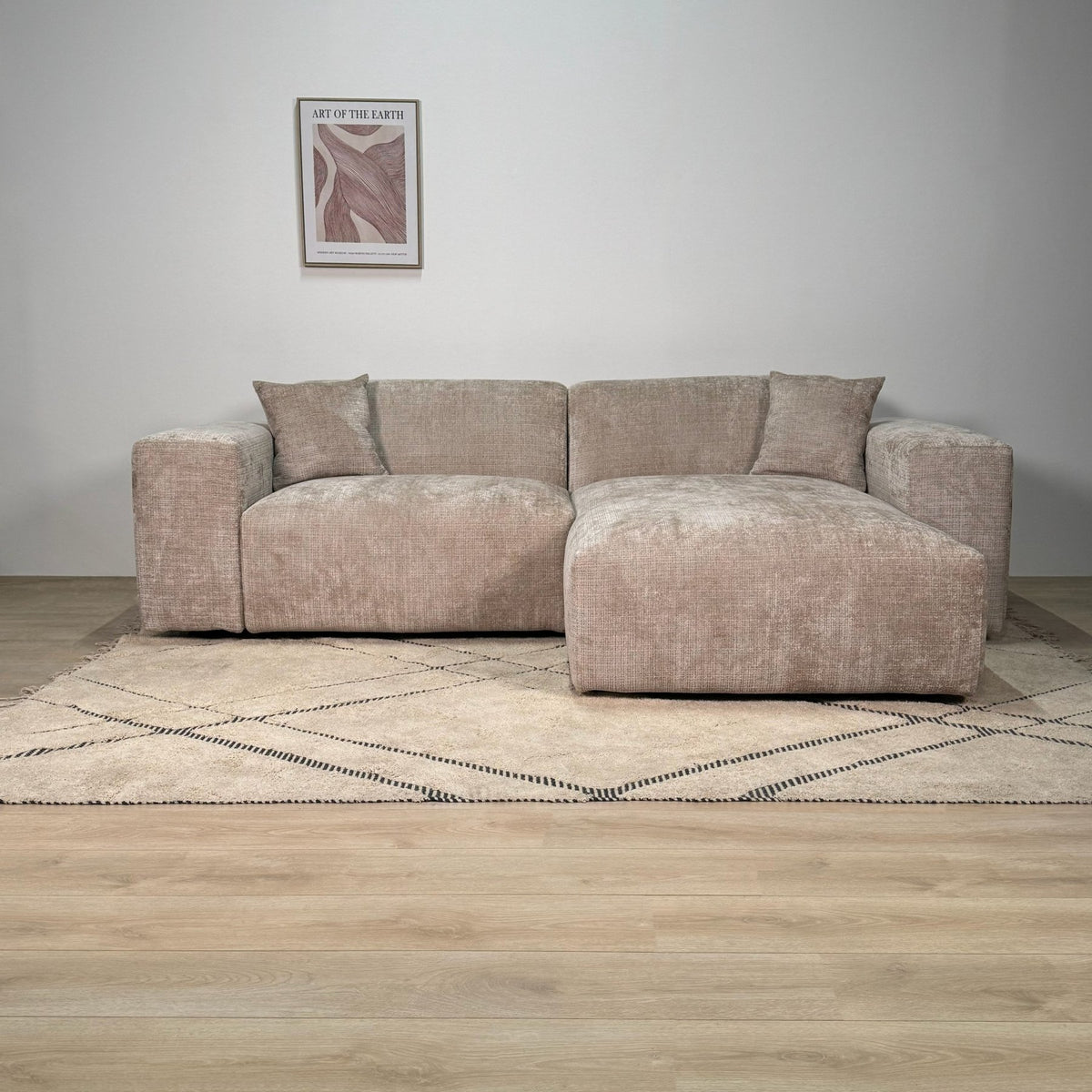 Sofas - Corner sofa beige chenille Wayne 264 cm - corner can be mounted left and right - Dimehouse