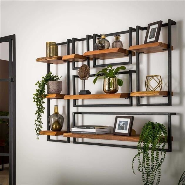 Wall shelf Aberdeen DH Interior Acacia LxWxH 104x36x13 Acacia wood Atmospheric photo in situation