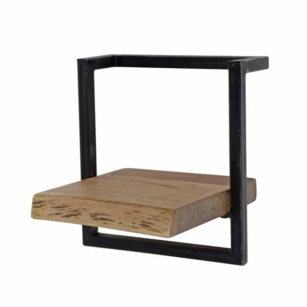 Wall shelf Aberdeen DH Interior Acacia LxWxH 33x31x12 Acacia wood White photo diagonal front view