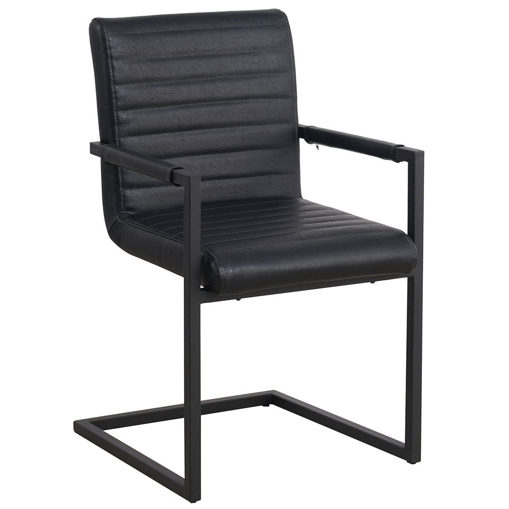 Dining room chair Kuba Dimehouse Black LxWxH 71x59x58 Faux leather White photo diagonal front view