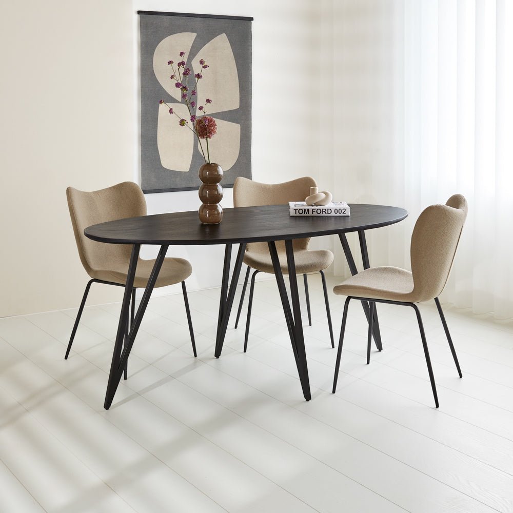 Cesar dining table Dimehouse Black LxWxH 178x96x9 Mango wood Atmospheric photo diagonal front view