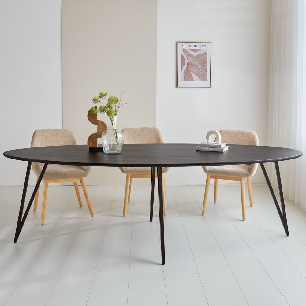 Cesar dining table Dimehouse Black LxWxH 256x116x9 Mango wood Atmospheric photo front view