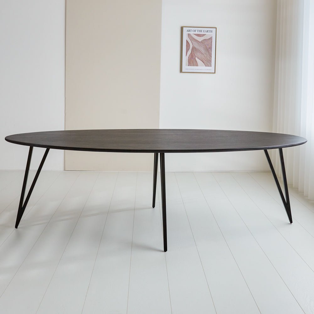 Cesar dining table Dimehouse Black LxWxH 256x116x9 Mango wood Atmospheric photo front view
