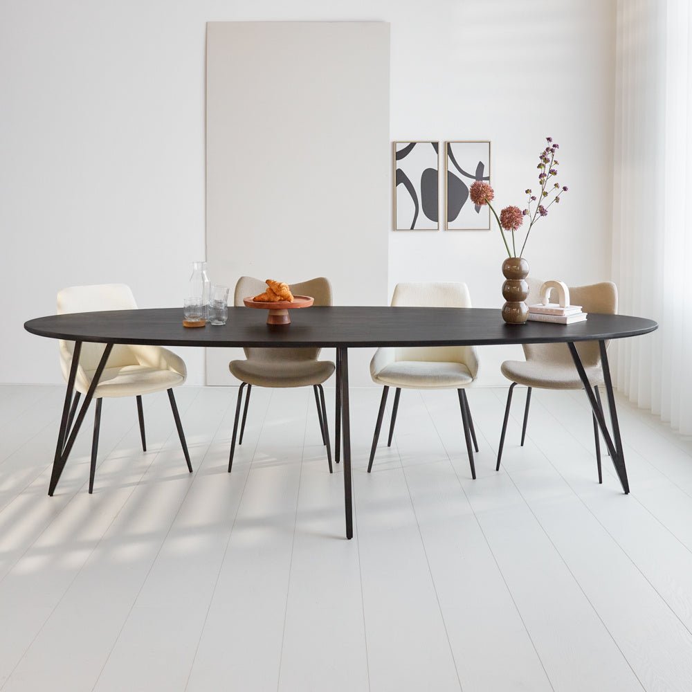 Cesar dining table Dimehouse Black LxWxH 276x116x9 Mango wood Atmospheric photo diagonal front view
