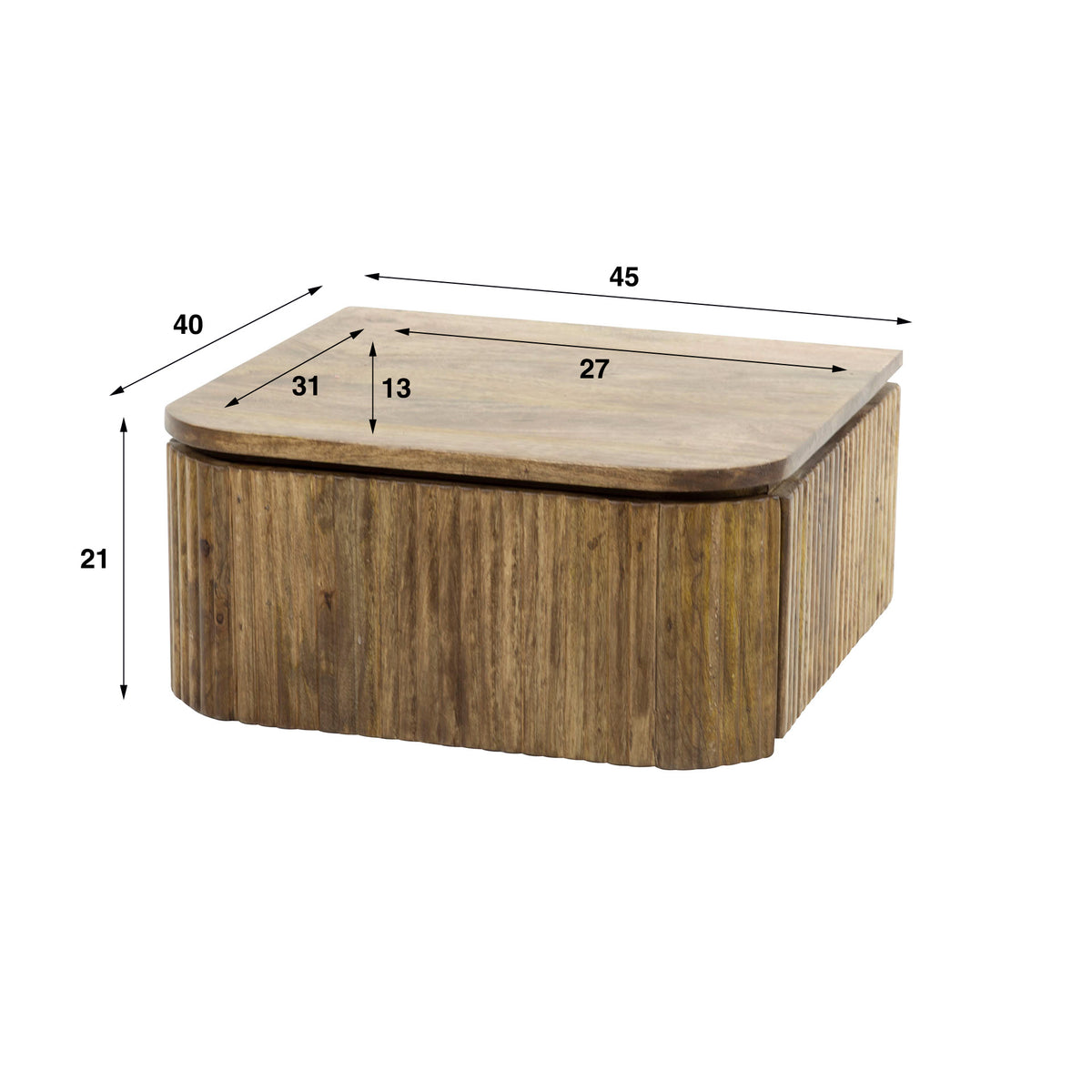 Bedside table Maria DH Interior Mango LxWxH 51x47x27 Mango wood White photo size indication
