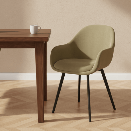 Dining room chairs - Modern Dining room chair Remy Ribbed Green - With Armrests - Dimehouse