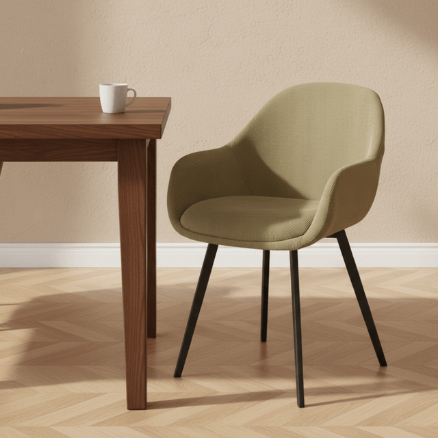 Dining room chairs - Modern Dining room chair Remy Ribbed Green - With Armrests - Dimehouse
