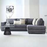 Sofas - Corner sofa anthracite ribbed folding sofa Gabi - right - Dimehouse