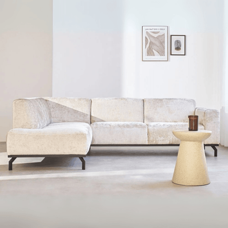 Sofas - Corner sofa with high legs beige velvet Chloe - left - Dimehouse