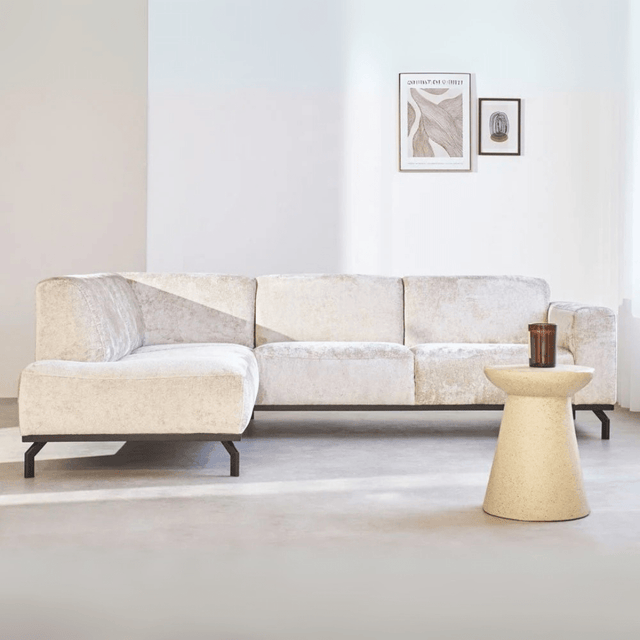 Sofas - Corner sofa with high legs beige velvet Chloe - left - Dimehouse