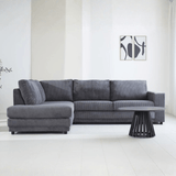 Sofas - Corner sofa anthracite ribbed sofa Gabi - left - Dimehouse
