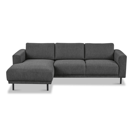 Sofas - Modern corner sofa with Chaise Longue Anthracite Fabric Aniko left 238x142x78 cm - Dimehouse