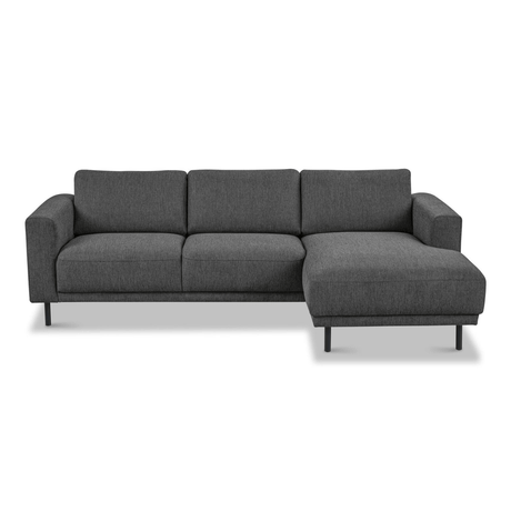 Sofas - Modern corner sofa with Chaise Longue Anthracite Fabric Aniko right 238x142x78 cm - Dimehouse