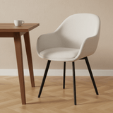 Dining room chairs - Modern Dining room chair Remy Ribbed Cream - With Armrests - Dimehouse