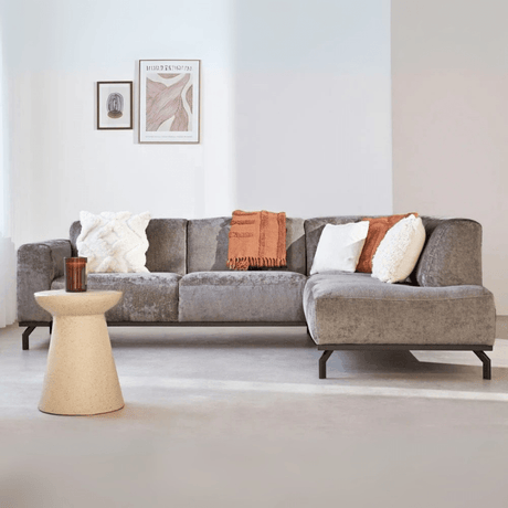 Sofas - Corner sofa with high legs taupe velvet Chloe - right - Dimehouse