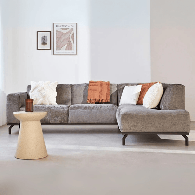 Sofas - Corner sofa with high legs taupe velvet Chloe - right - Dimehouse