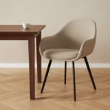 Dining room chairs - Modern Dining room chair Remy Rib Fabric Taupe - With Armrests - Dimehouse