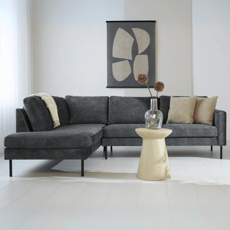 Sofas - Corner sofa anthracite velvet high legs Gaya - left - Dimehouse