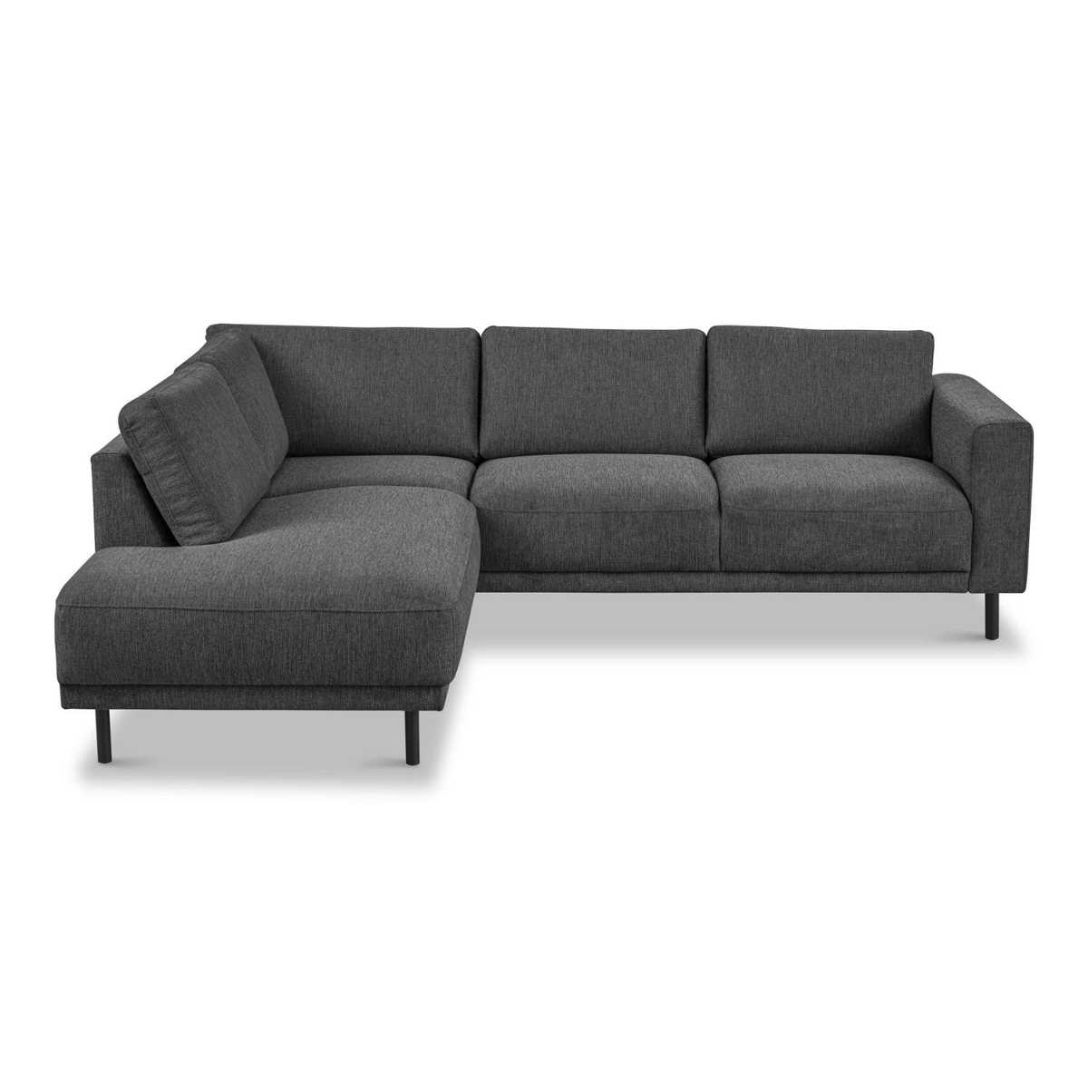 Sofas - Modern 3-seater corner sofa with Lounger Anthracite Fabric Aniko left 240x197x78 cm - Dimehouse