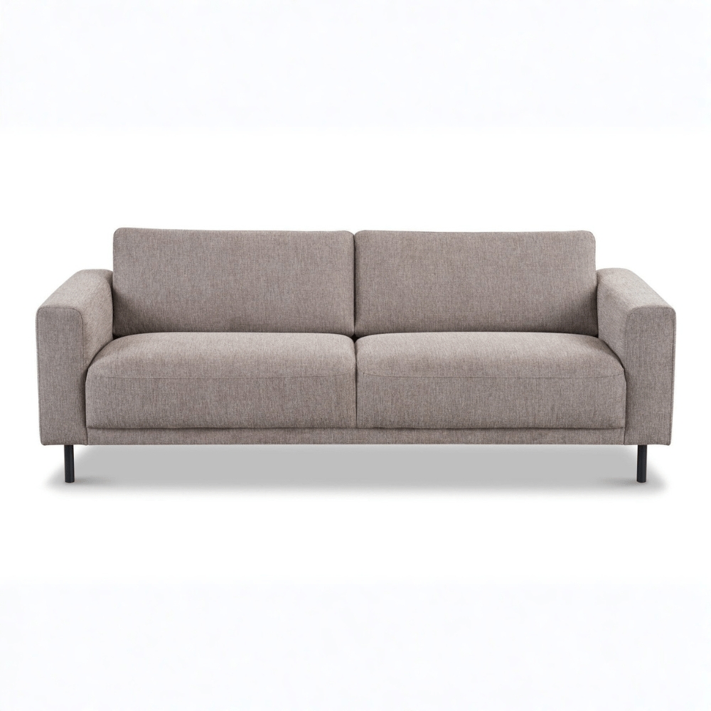 Sofas - Modern 3-seater Sofa Taupe Fabric Aniko 213x90x78 cm - Dimehouse