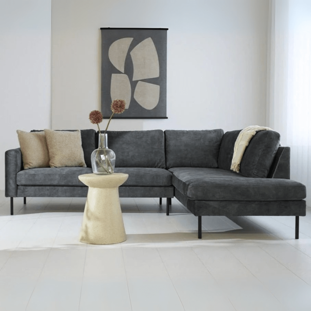Sofas - Corner sofa anthracite velvet high legs Gaya - right - Dimehouse