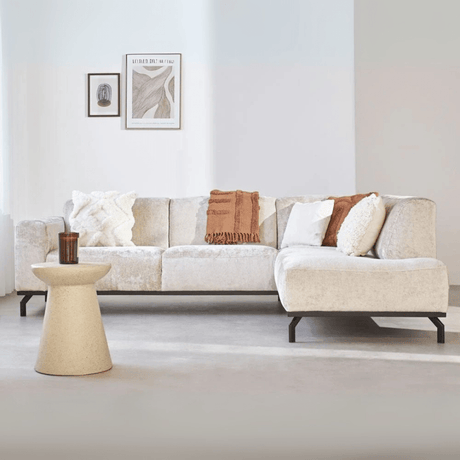 Sofas - Corner sofa with high legs beige velvet Chloe - right - Dimehouse