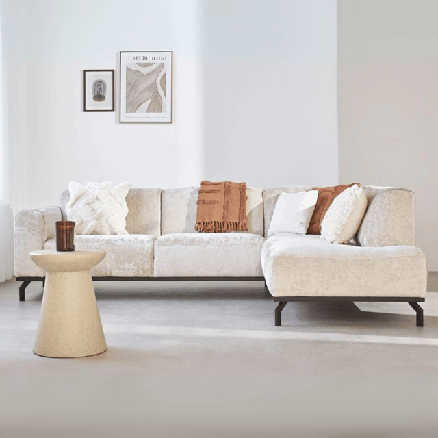 Sofas - Corner sofa with high legs beige velvet Chloe - right - Dimehouse