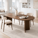 Dining tables - Oval dining table walnut melamine - Japandi - 180x89.5x75 cm - Sota - Dimehouse
