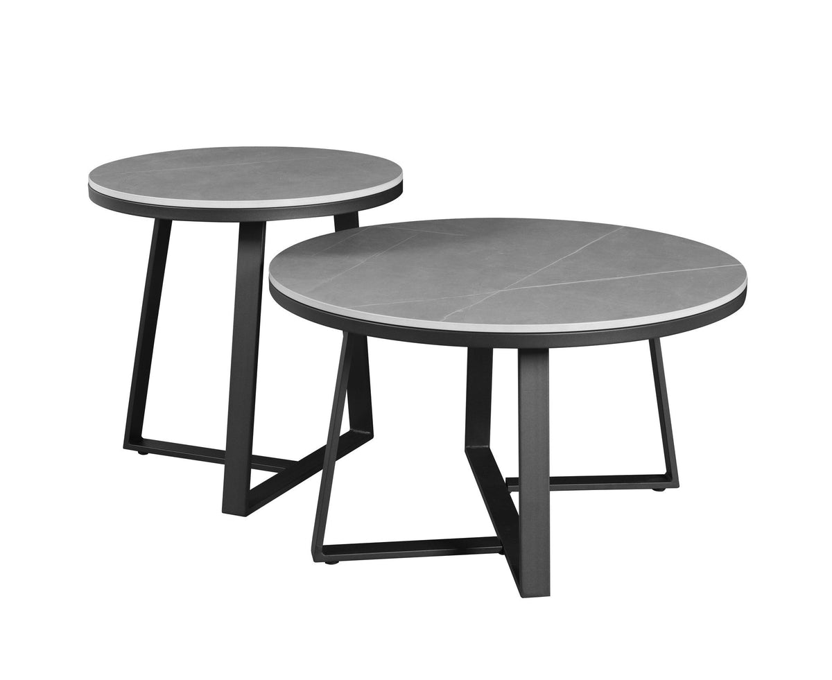 Coffee table Tanner Gray Dimehouse Gray LxWxH 80x80x18 Sintered stone White photo diagonal front view