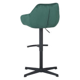 Bar Stools - Venom Bar Stool Green Velvet - Adjustable Swivel Bar Chair with Armrest - Dimehouse