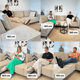 Sofas - Corner sofa with chaise longue beige chenille Yara - left - Dimehouse