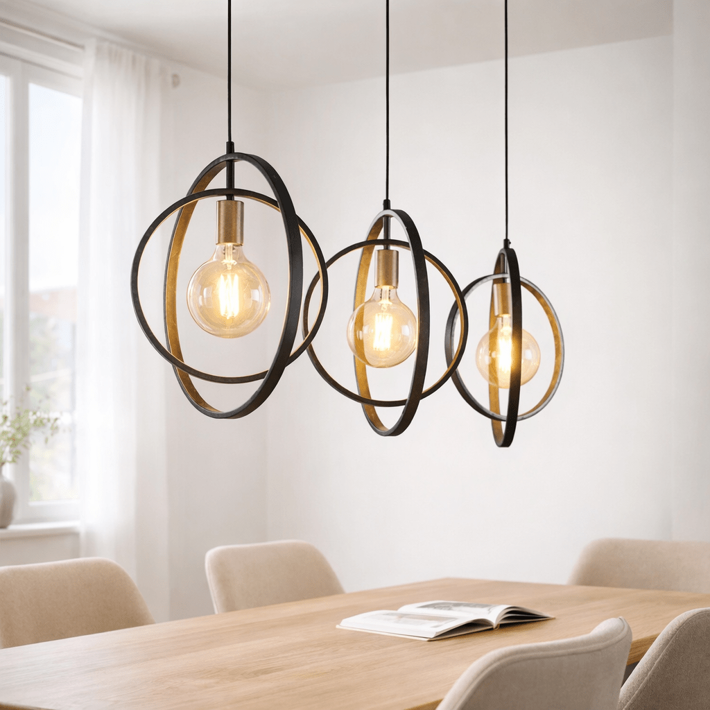 Hanging lamps - Hanging lamp Industrial - black - round metal - Otan 3 - light - Dimehouse
