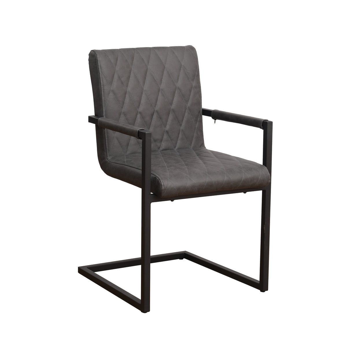Dining room chair Ruben Dimehouse Anthracite LxWxH 71x59x58 Faux leather White photo diagonal front view