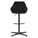Bar Stools - Venom Bar Stool Black Velvet - Adjustable Swivel Bar Chair with Armrest - Dimehouse