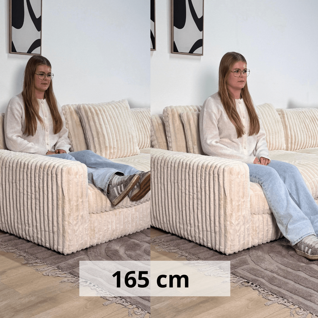 Sofas - 3-seater corner sofa XXL Beige Ribbed sofa Nia - Dimehouse