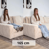 Sofas - 3-seater corner sofa XXL Beige Ribbed sofa Nia - Dimehouse